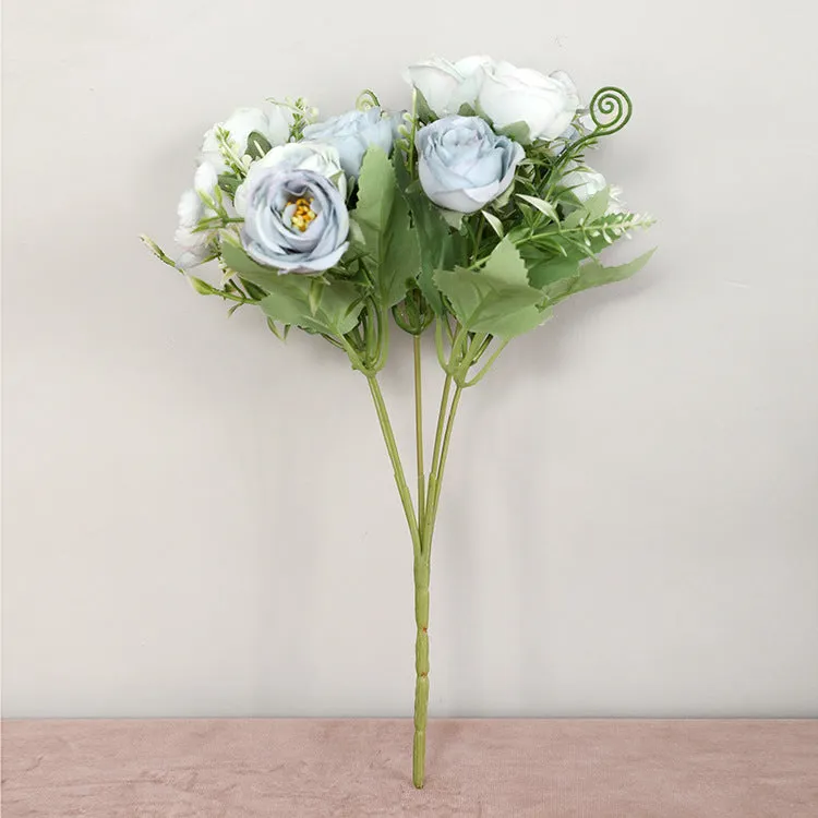 Artificial wedding roses with 5 prongs and 10 blooms, 30cm pruning length, available in purple