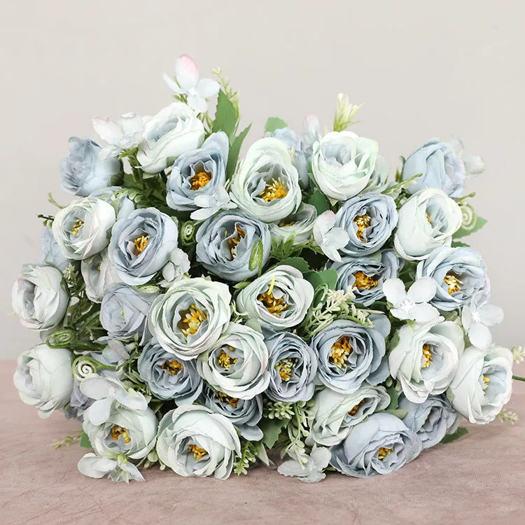 Artificial wedding roses with 5 prongs and 10 blooms, 30cm pruning length, available in purple