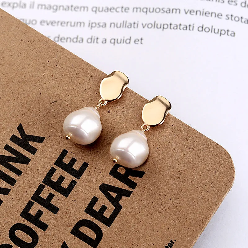 925 sterling silver baroque pearl earrings rose gold finish with gem inlay