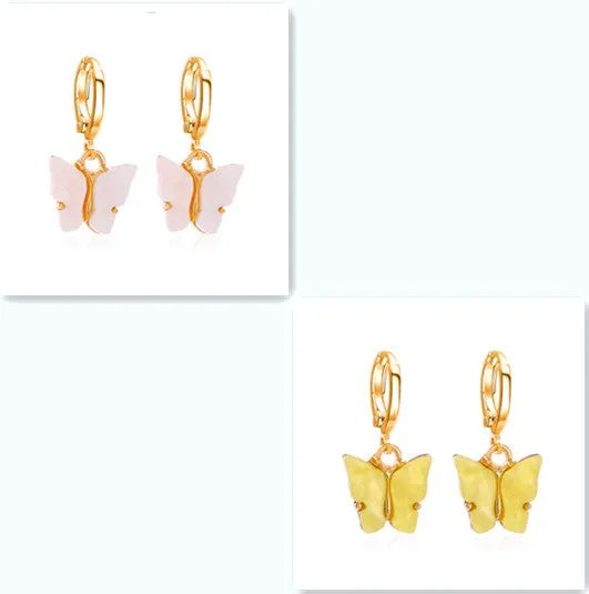 Women's colourful acrylic butterfly earrings with alloy frame in blue colour option 11536