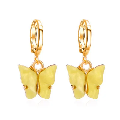 Women's colourful acrylic butterfly earrings with alloy frame in blue colour option 11536