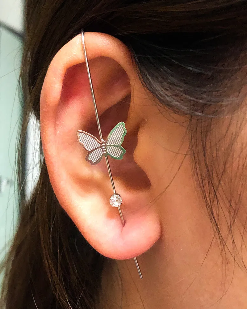 Women's colourful acrylic butterfly earrings with alloy frame in blue colour option 11536
