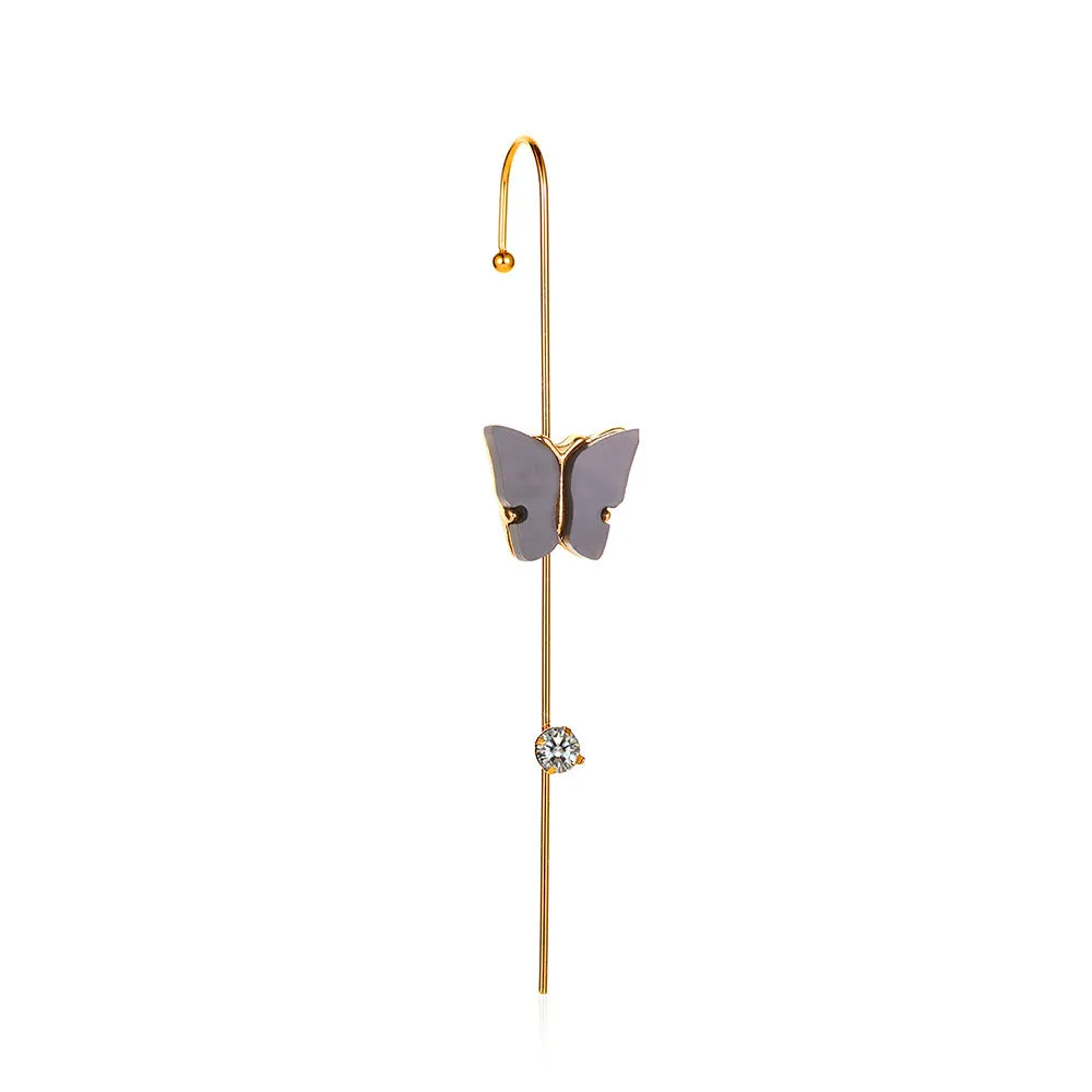 Women's colourful acrylic butterfly earrings with alloy frame in blue colour option 11536
