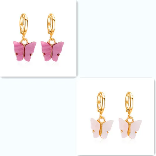 Women's colourful acrylic butterfly earrings with alloy frame in blue colour option 11536