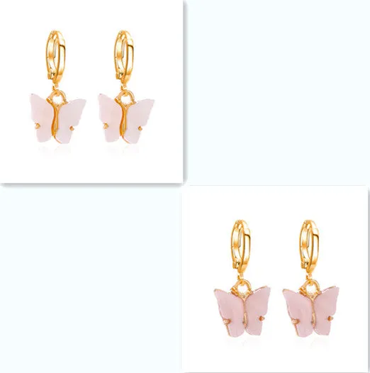 Women's colourful acrylic butterfly earrings with alloy frame in blue colour option 11536