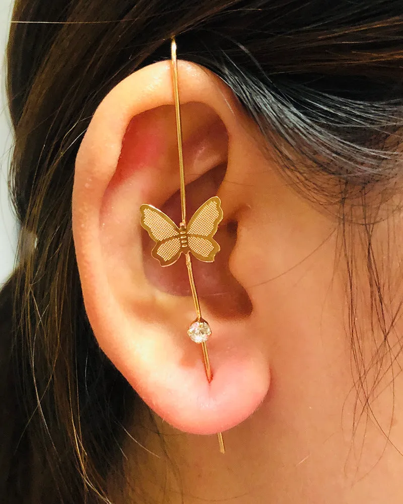 Women's colourful acrylic butterfly earrings with alloy frame in blue colour option 11536