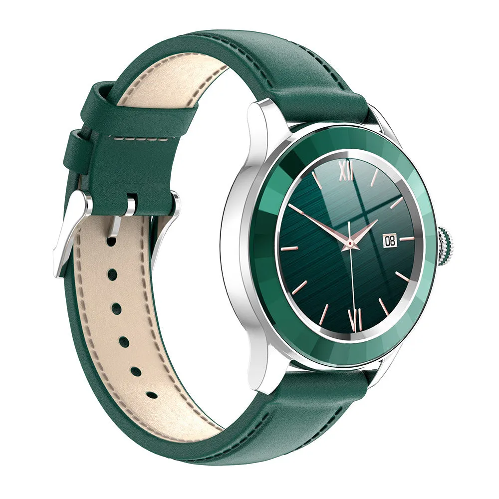 IP67 waterproof touch screen smart watch with silicone strap, white colour, health monitoring and call reminder display
