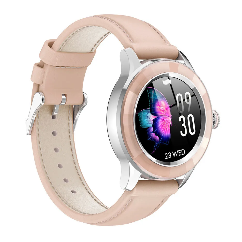 IP67 waterproof touch screen smart watch with silicone strap, white colour, health monitoring and call reminder display