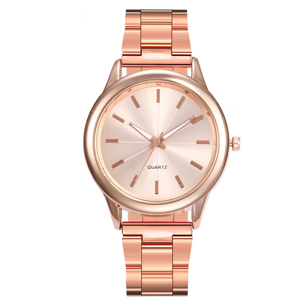 Women's quartz watch with 40mm alloy case, stainless steel strap, and glass dial in silver case with white face