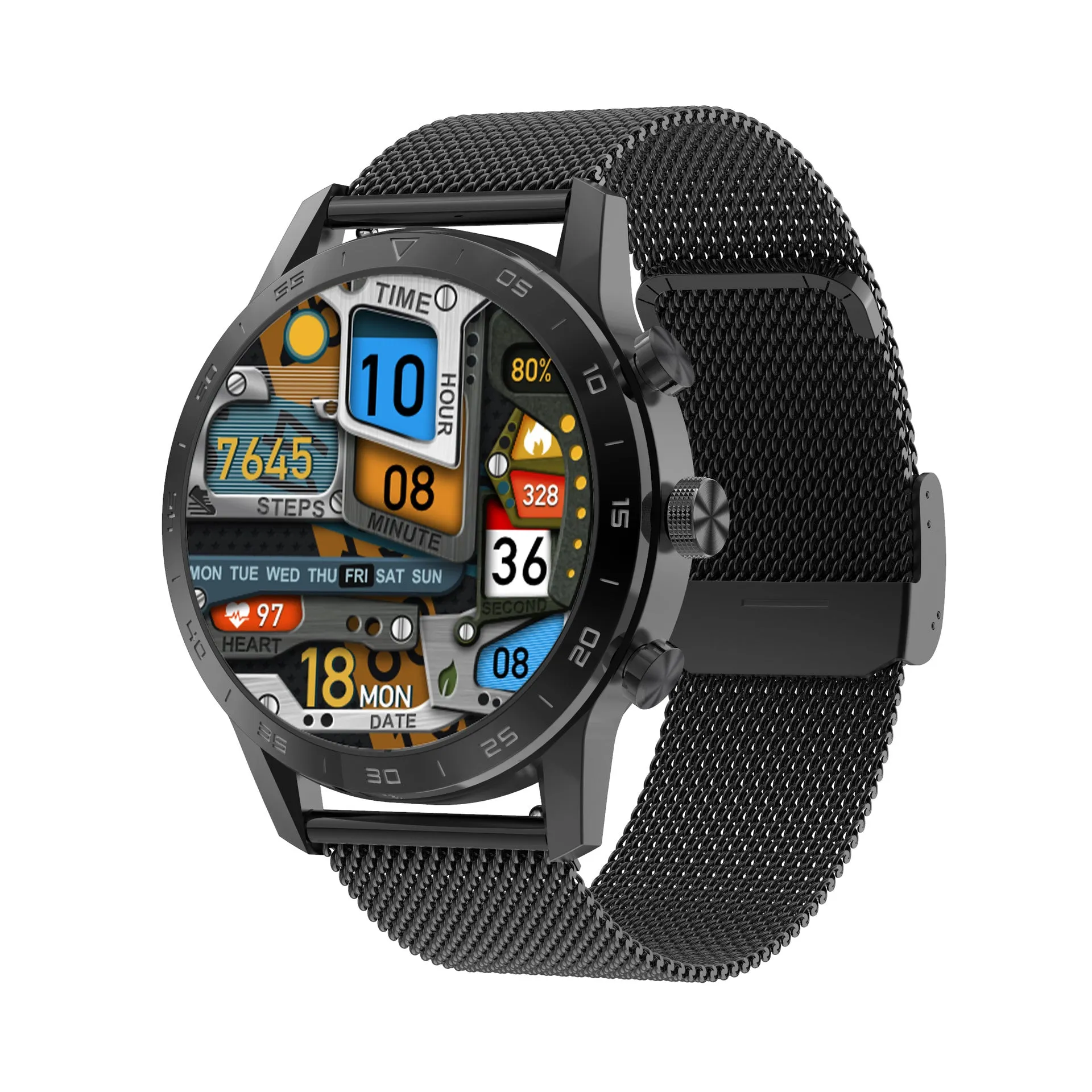 Fitness tracker smart watch with 1.39-inch IPS full screen, Bluetooth call feature, and step counter on display