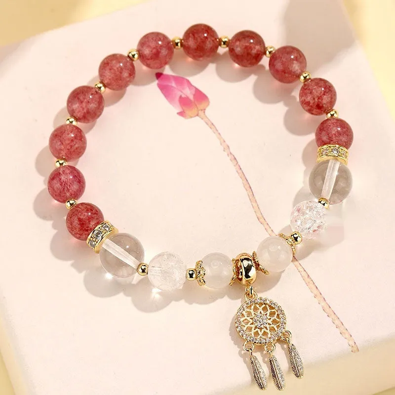 Women's Chinese style crystal tassel bracelet with electroplated diamond beads