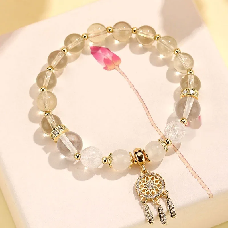 Women's Chinese style crystal tassel bracelet with electroplated diamond beads