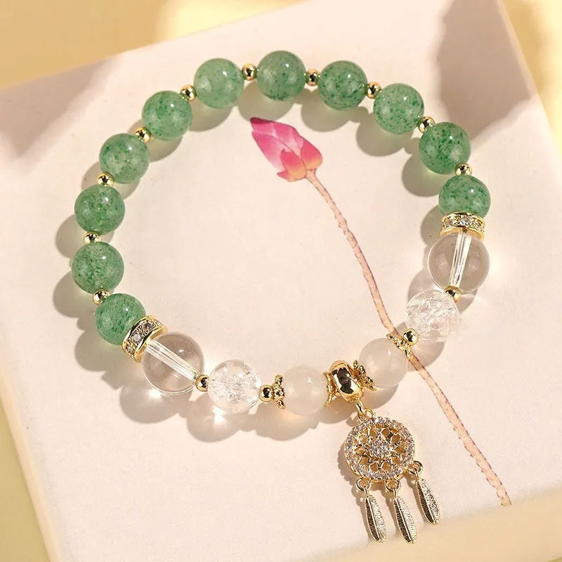 Women's Chinese style crystal tassel bracelet with electroplated diamond beads
