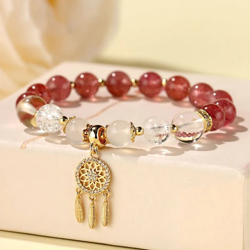 Women's Chinese style crystal tassel bracelet with electroplated diamond beads