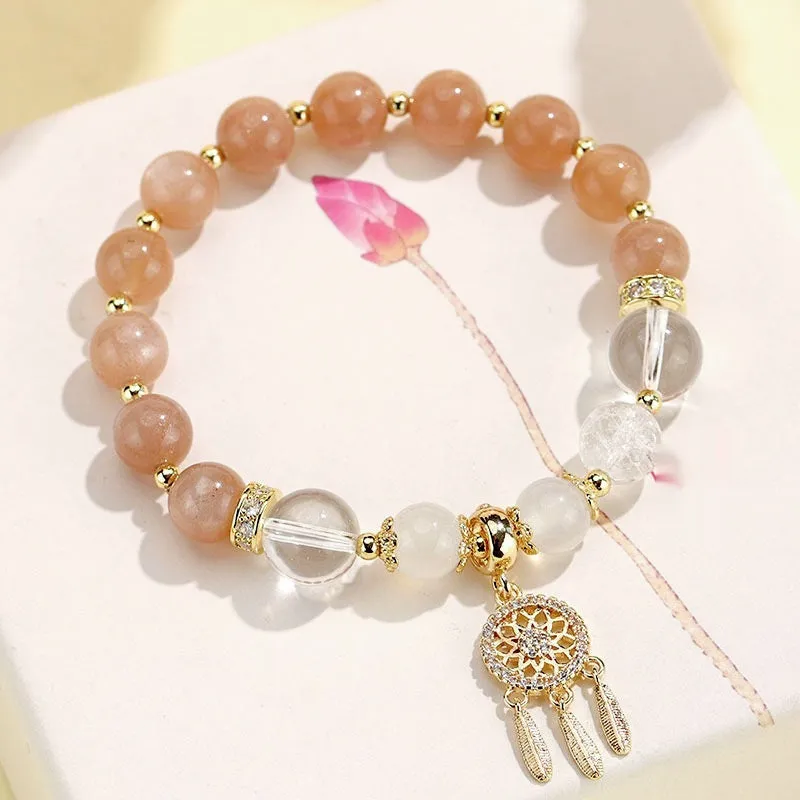 Women's Chinese style crystal tassel bracelet with electroplated diamond beads