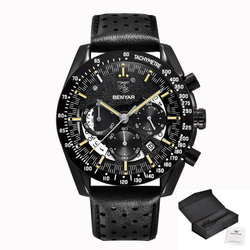 Quartz watch luminous display calendar date 45mm stainless steel strap round alloy case mineral glass