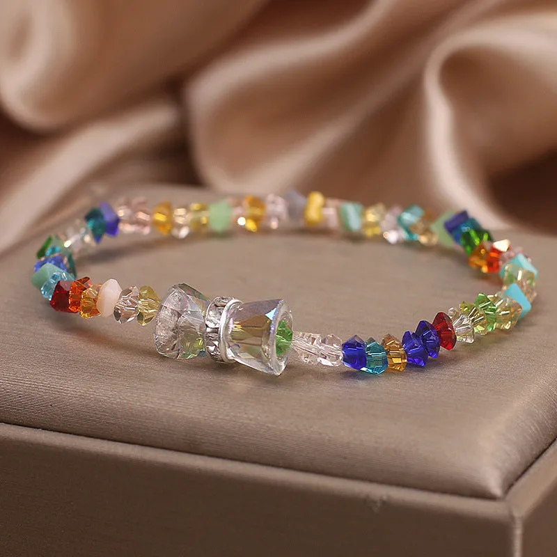 Summer colourful crystal bow bracelet for women, handcrafted ethnic style, available in colour and red options