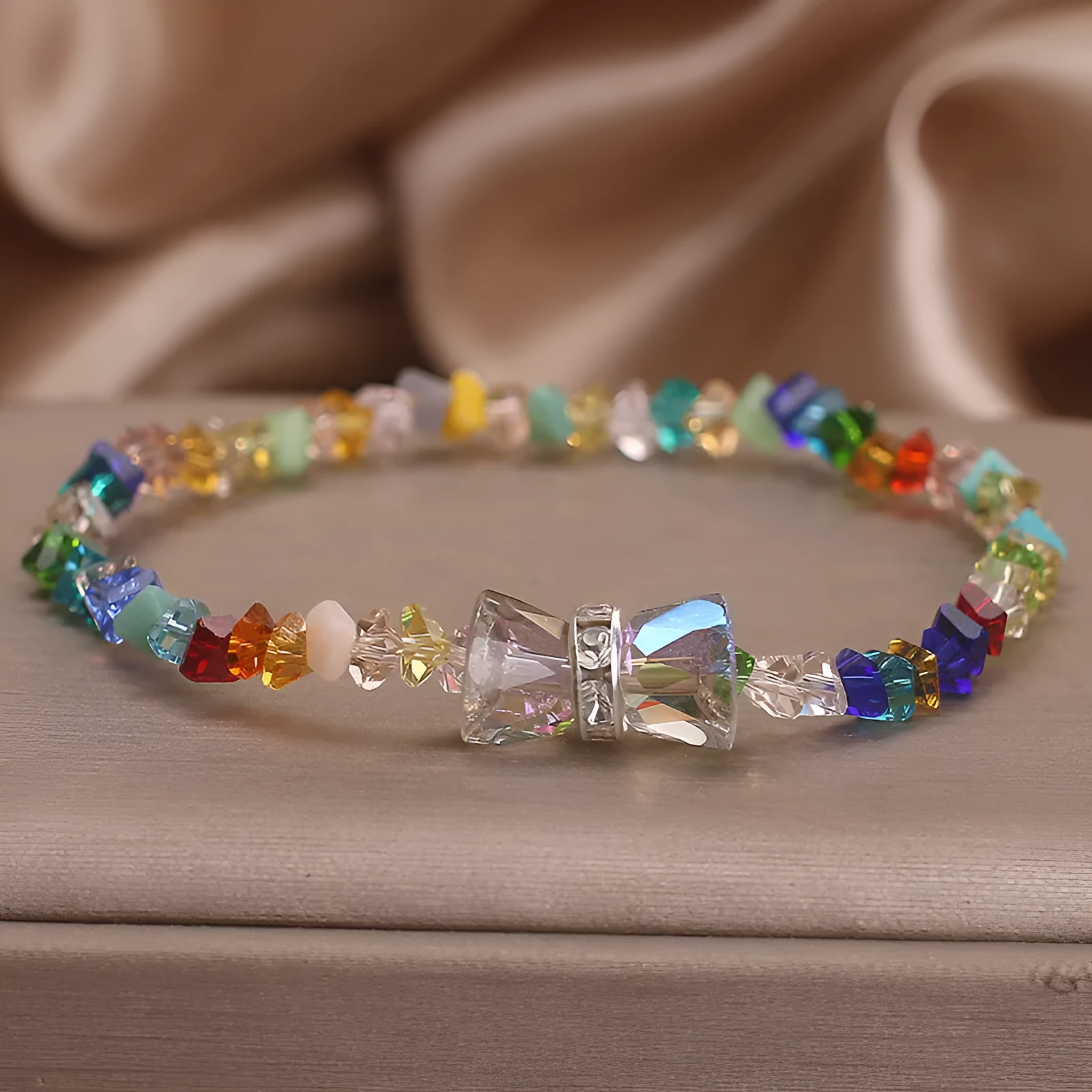 Summer colourful crystal bow bracelet for women, handcrafted ethnic style, available in colour and red options