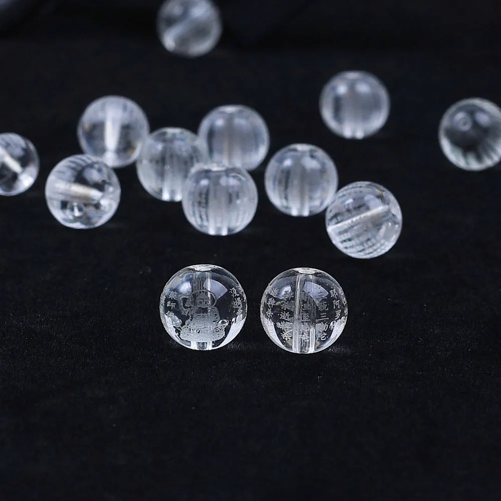 10mm crystal Heart Sutra glass rosary beads in Prajbaparamita and Buddha Heart Mantra colours