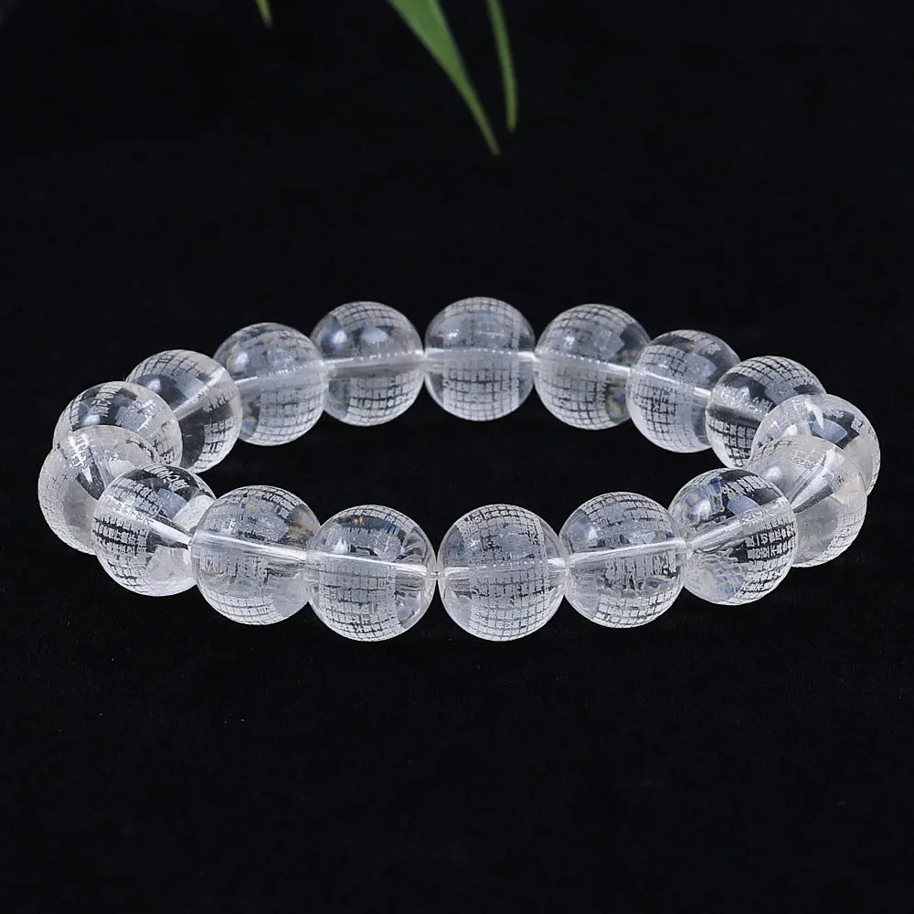 10mm crystal Heart Sutra glass rosary beads in Prajbaparamita and Buddha Heart Mantra colours