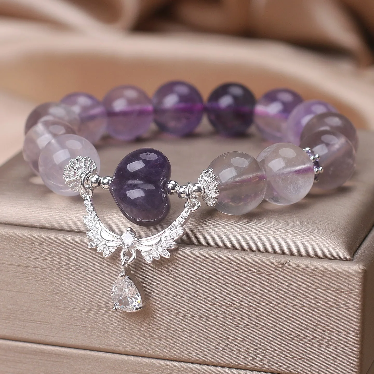 Natural amethyst agate bracelet for women purple fluorite colour ethnic style handmade