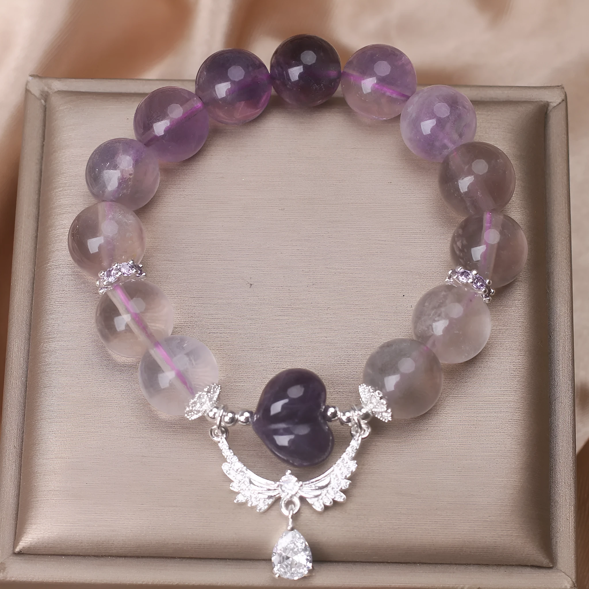 Natural amethyst agate bracelet for women purple fluorite colour ethnic style handmade