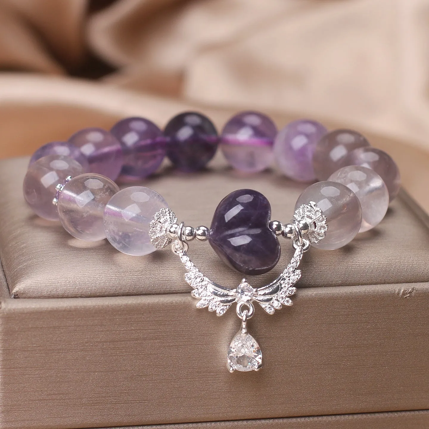 Natural amethyst agate bracelet for women purple fluorite colour ethnic style handmade