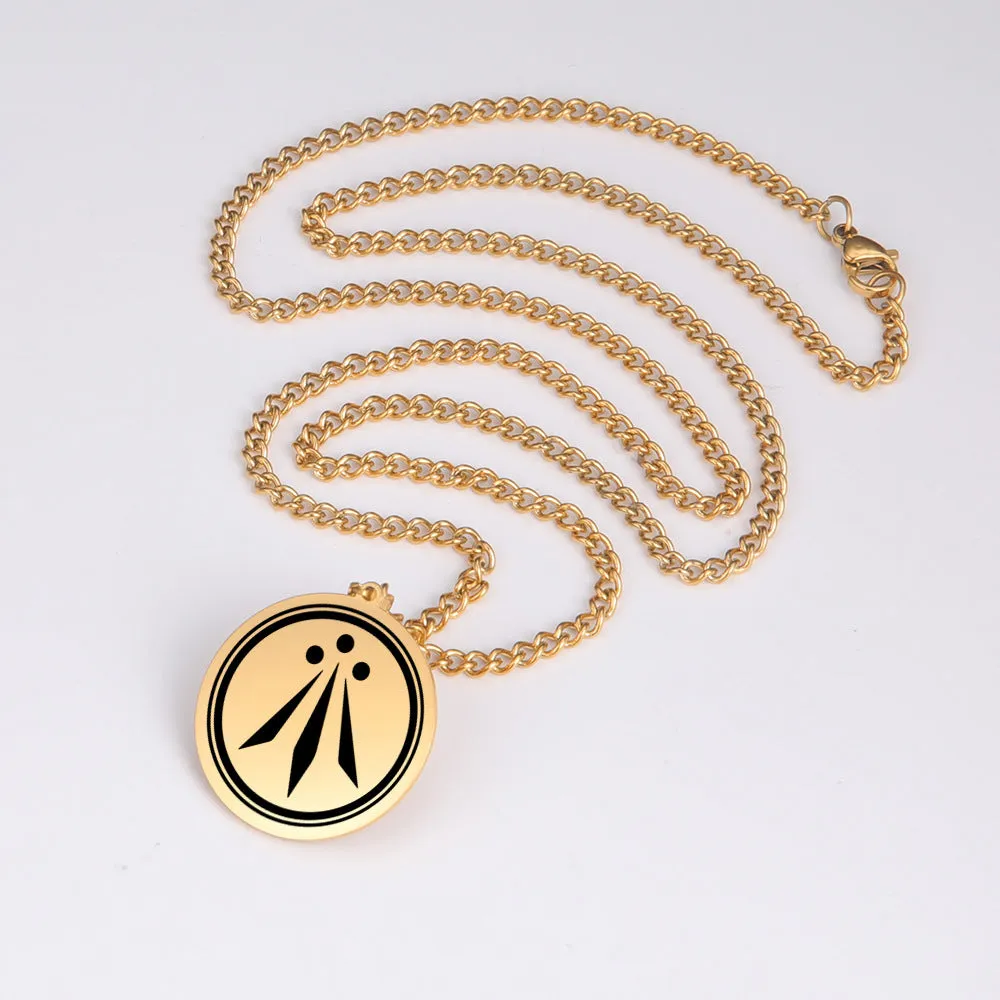 Irish Celtics geometric pendant necklace in stainless steel with gold finish on adjustable chain