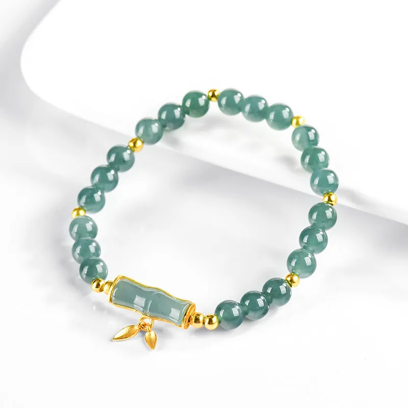 Adjustable S925 sterling silver bracelet with blue water natural jade round beads.