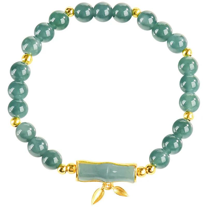 Adjustable S925 sterling silver bracelet with blue water natural jade round beads.