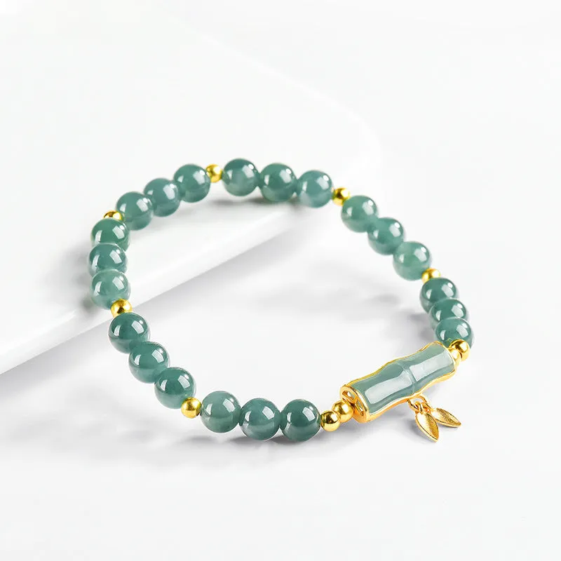 Adjustable S925 sterling silver bracelet with blue water natural jade round beads.
