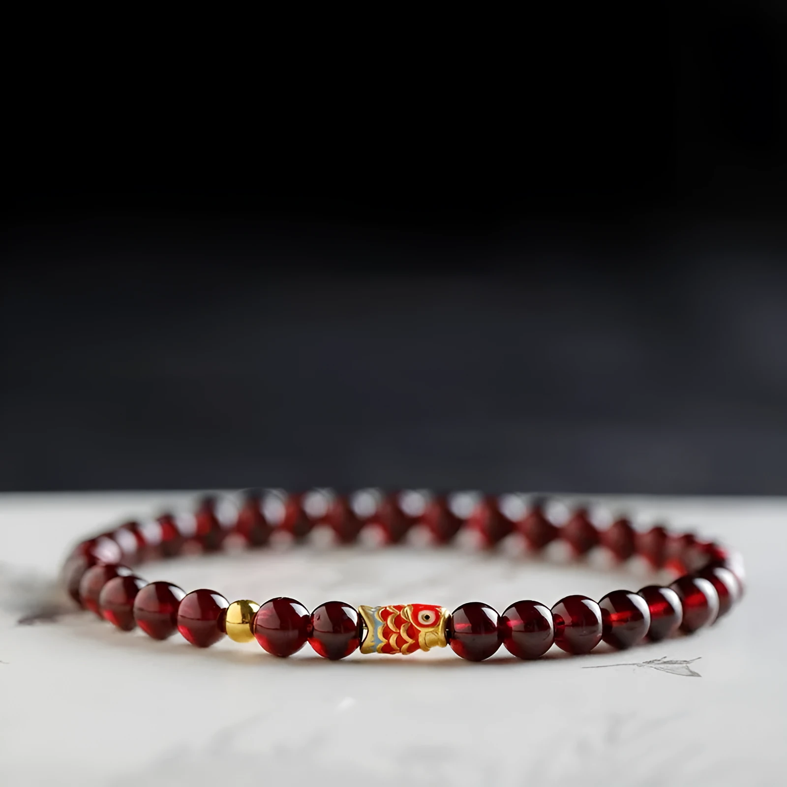Retro wine red bracelet with micro glass beads in New Chinese style design