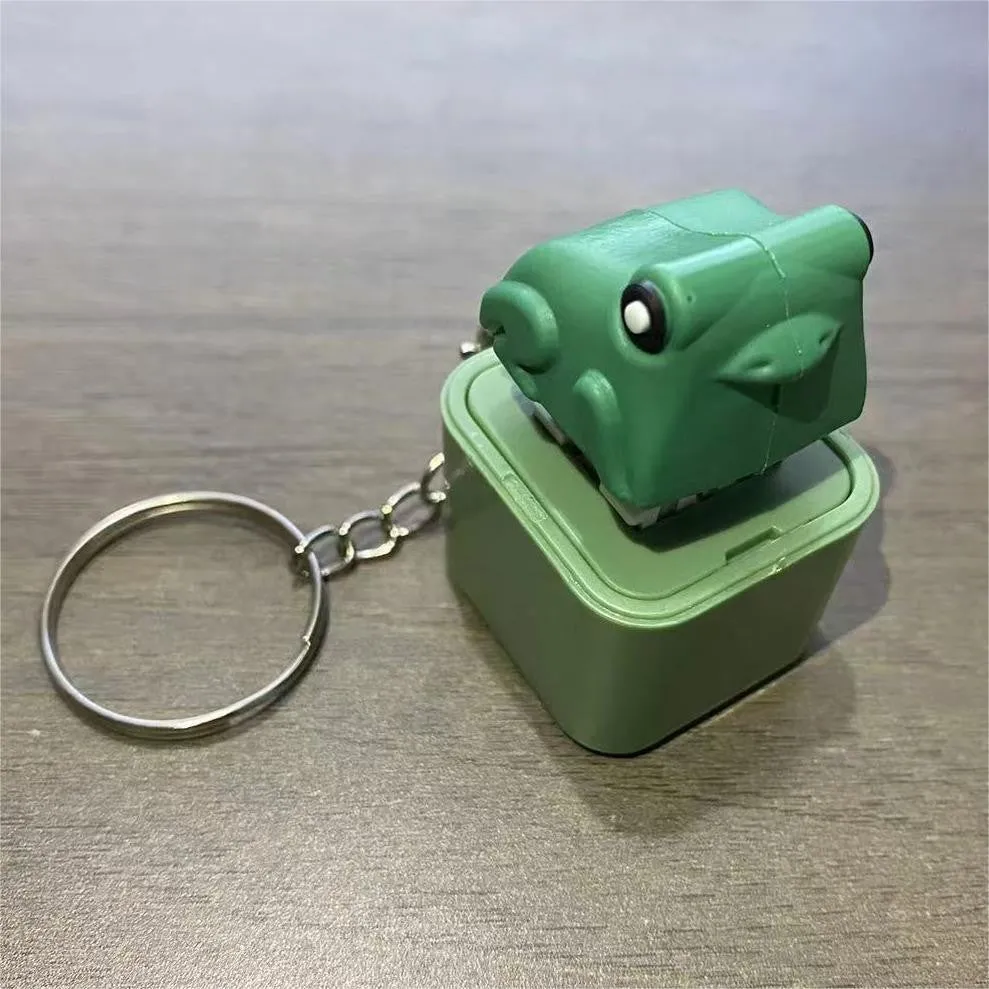 Funny croaking frog keychain rechargeable small pendant in ABS plastic