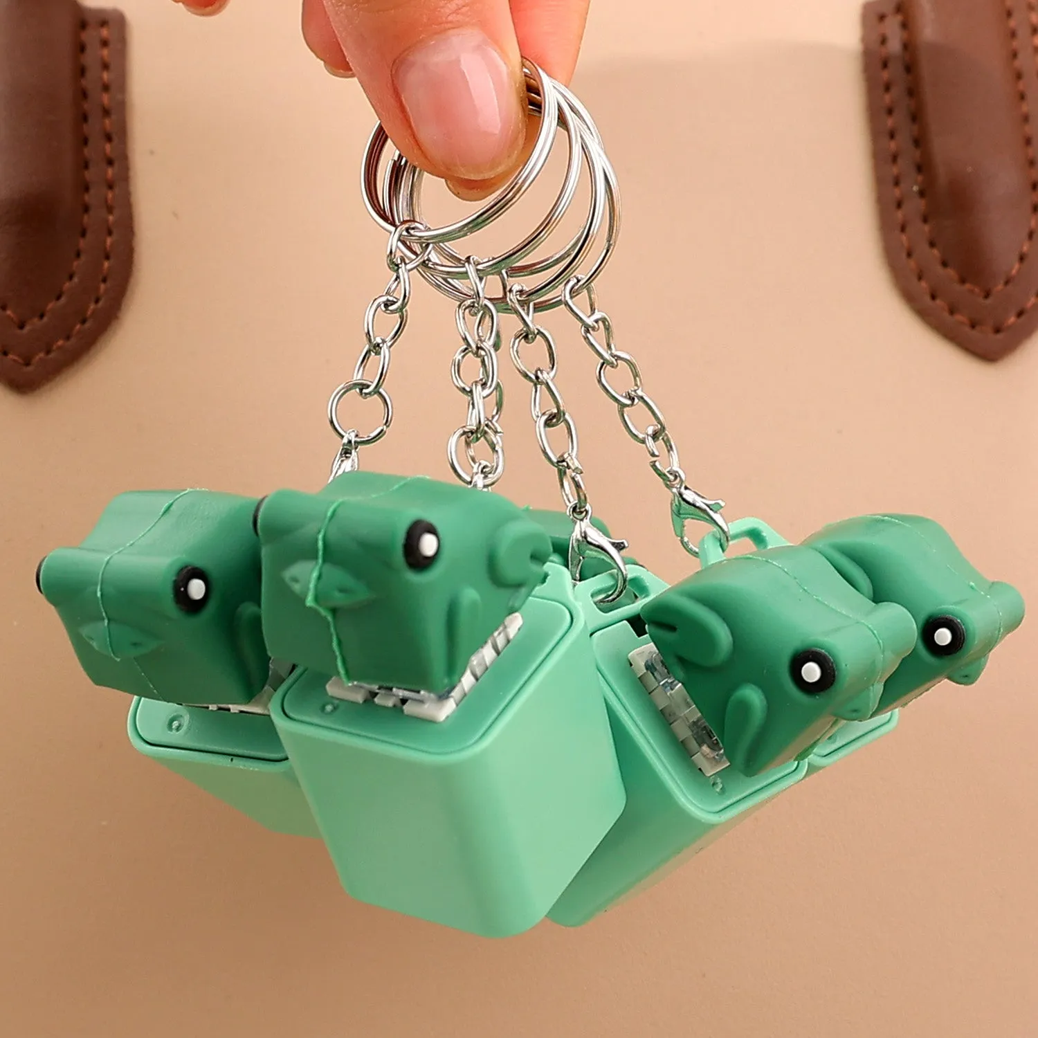 Funny croaking frog keychain rechargeable small pendant in ABS plastic
