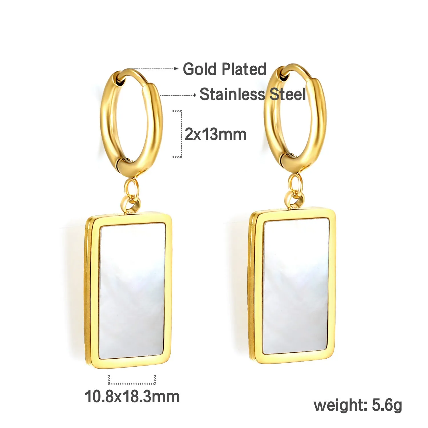 Electroplated 18K gold stainless steel earrings with heart star and geometric shapes