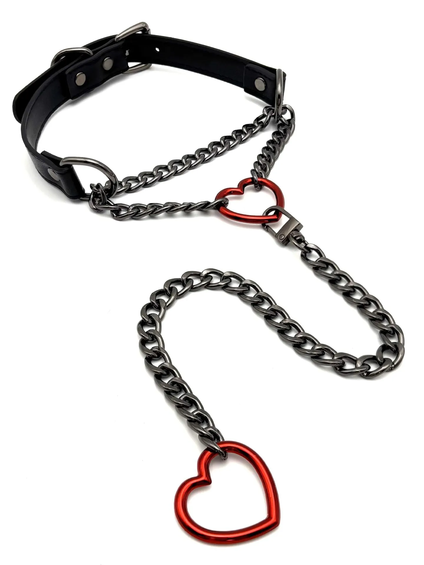 European American personalized love neckband in leather for men and women couple choker black gold