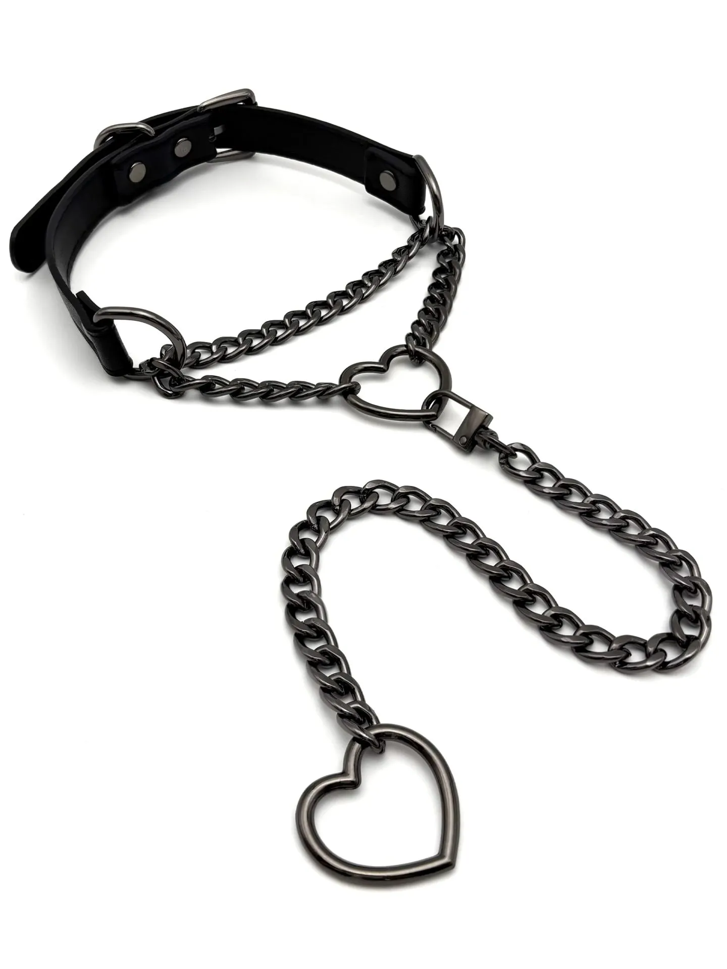 European American personalized love neckband in leather for men and women couple choker black gold