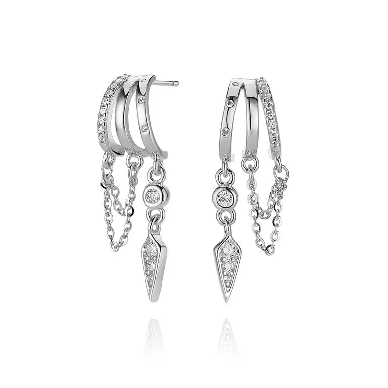 925 silver geometric diamond overlay rivet earrings in 18K gold finish