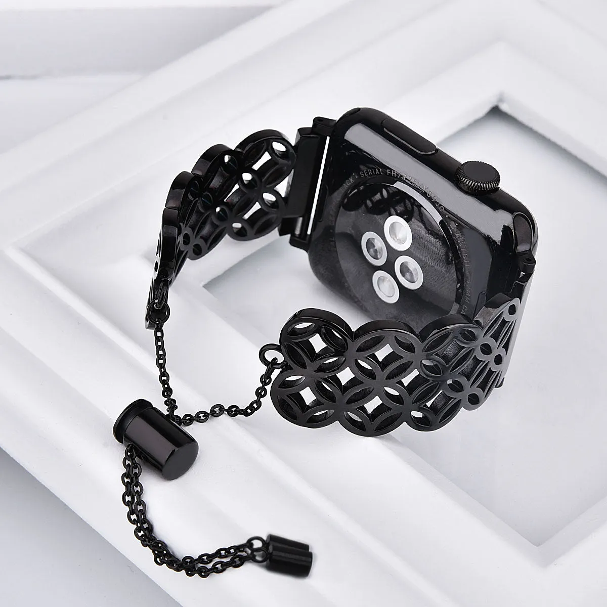 316L stainless steel butterfly flower watch strap for Apple Watch, silver colour, 42mm size