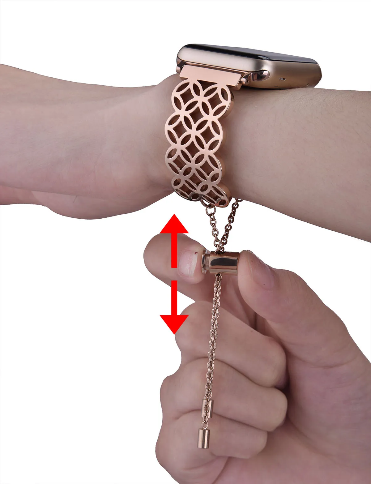 316L stainless steel butterfly flower watch strap for Apple Watch, silver colour, 42mm size