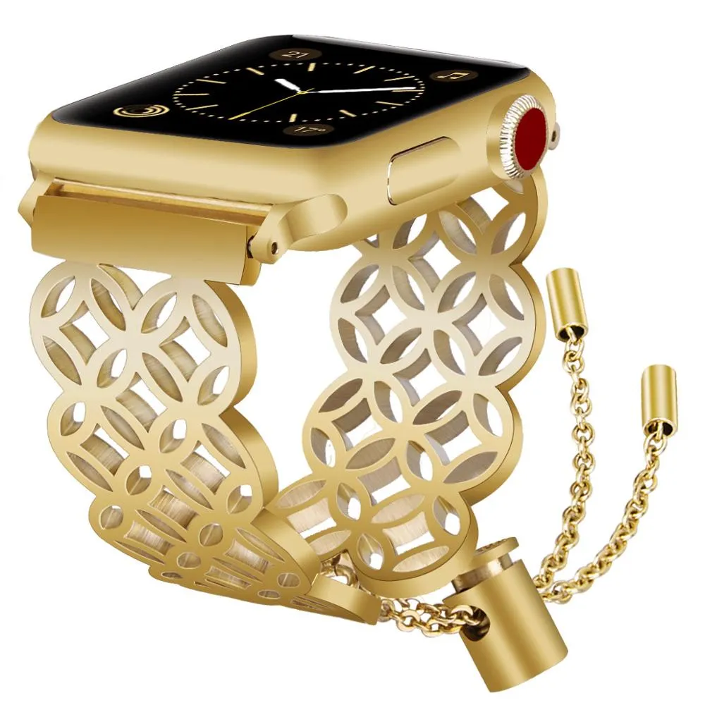 316L stainless steel butterfly flower watch strap for Apple Watch, silver colour, 42mm size
