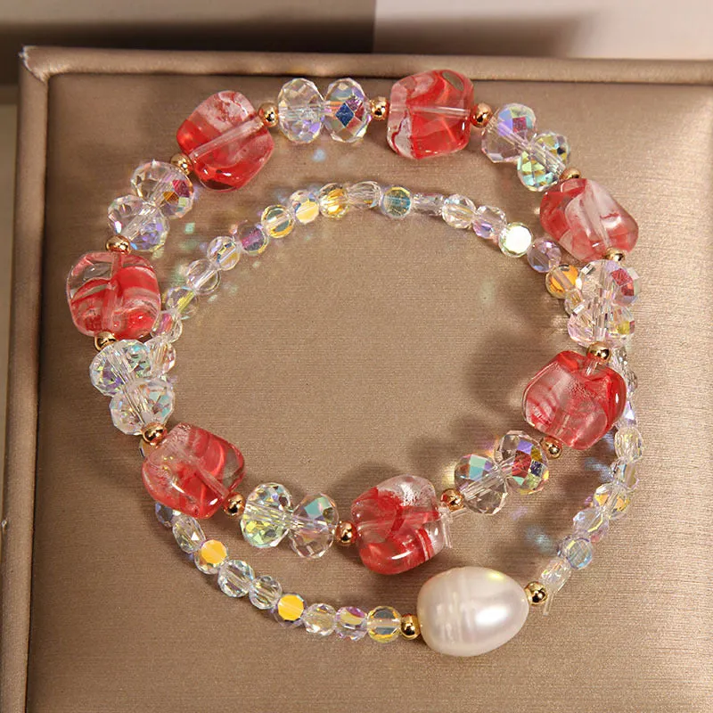 Women's crystal irregular stone bracelet with rhinestone accents available in purple colour