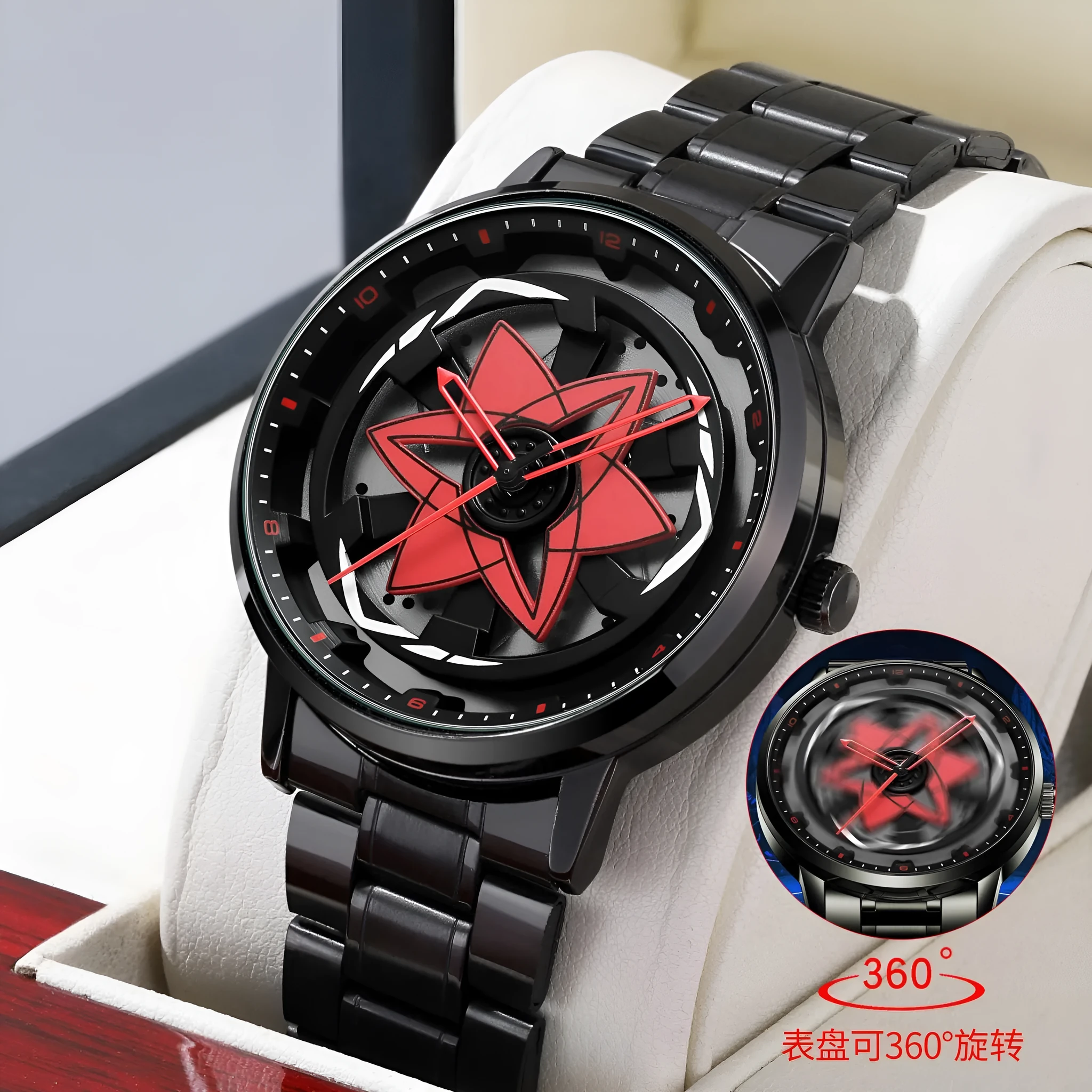 Creative waterproof rotating hub watch for men, 42mm dial, 3D hollow design, LT07 blue colour