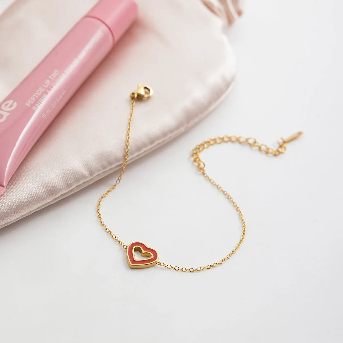 Stainless steel geometric drip oil love bracelet for women electroplated finish
