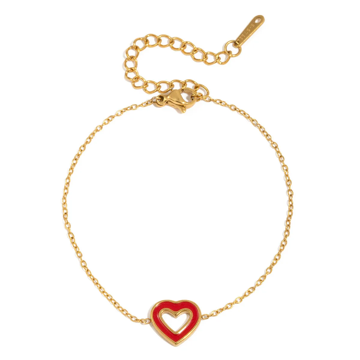 Stainless steel geometric drip oil love bracelet for women electroplated finish