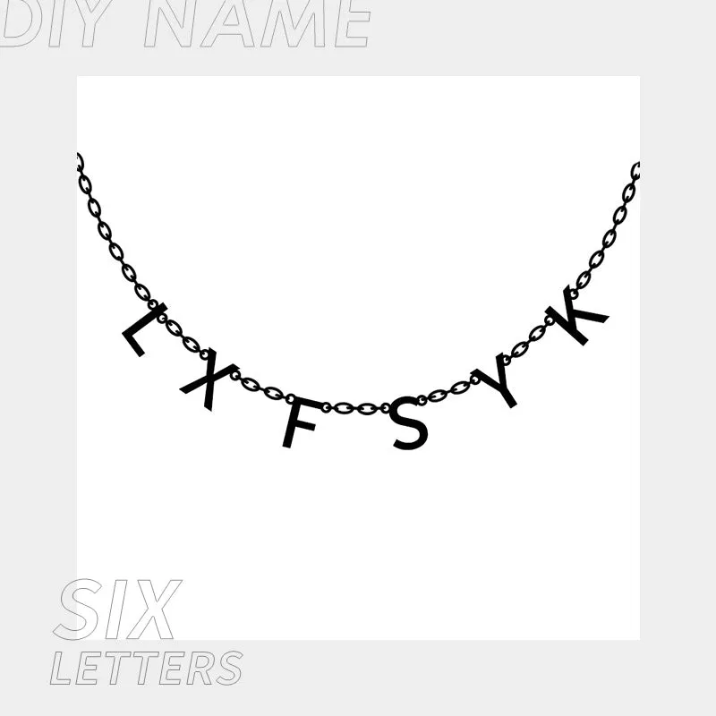 Personalised name necklace with custom initials in 14K Gold finish on 316L Titanium Steel chain, 40+5 cm adjustable length