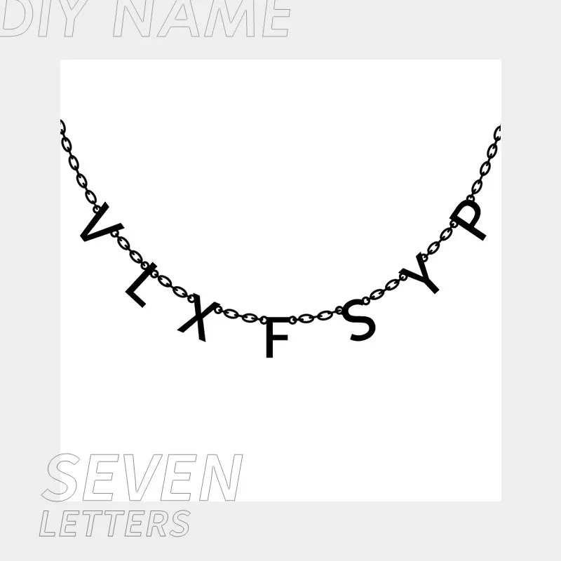 Personalised name necklace with custom initials in 14K Gold finish on 316L Titanium Steel chain, 40+5 cm adjustable length