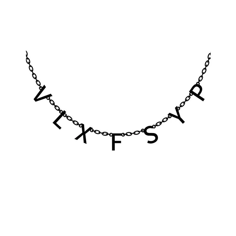 Personalised name necklace with custom initials in 14K Gold finish on 316L Titanium Steel chain, 40+5 cm adjustable length