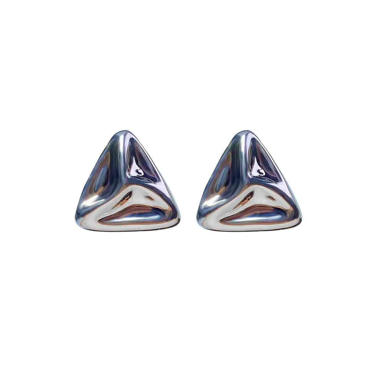 Minimalist alloy triangle earrings in gold-tone finish, lightweight geometric studs