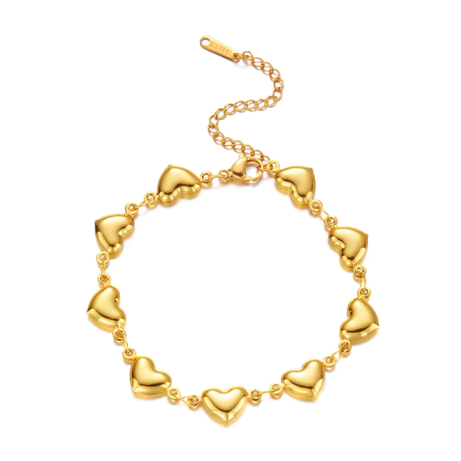 Minimalist stainless steel bracelet with heart-shaped butterfly motif on wrist